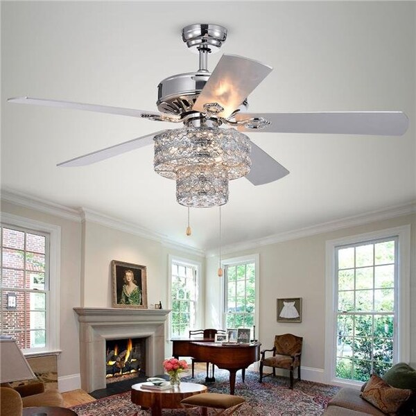 Warehouse Of Tiffany Warehouse of Tiffany CFL-8355CH 52 in. Shang 6-Light Indoor Hand Pull Chain Ceiling Fan; Chrome CFL-8355CH - main